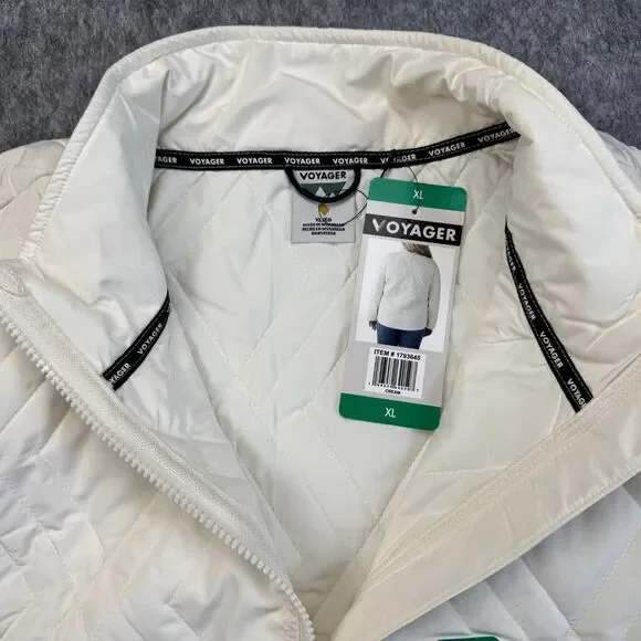Voyager Ladies XL Cream Quilted Jacket Water Resistant Zip Lightweight NWT B2066 - Picture 2 of 6